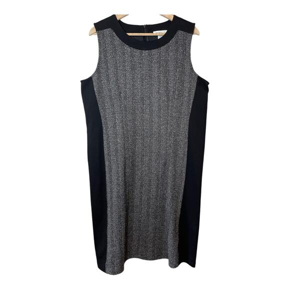 Liz Claiborne Black Dress Sheath Herringbone Color Block NWT XL - Picture 1 of 4